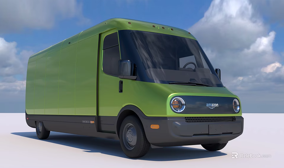 Nissan Green Cargo Utility Vehicle With Blue Sky And White Clouds 3d model 