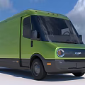 Nissan Green Cargo Utility Vehicle With Blue Sky And White Clouds
