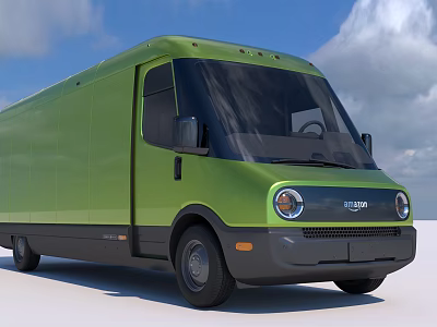 Nissan Green Cargo Utility Vehicle With Blue Sky And White Clouds 3d model
