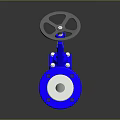 Blue Metallic Industrial Valve With Silver Handwheel And Flange Connection