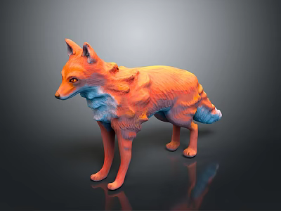 Game And Movie Character Colorful Fox 3D Model Featuring Orange And Blue Gradient Fur 3d model