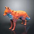 Game And Movie Character Colorful Fox 3D Model Featuring Orange And Blue Gradient Fur