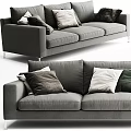 Modern Gray Two Seater Sofa With Multiple Colored Cushions And Minimalist Design 3d model