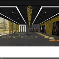 Modern Gym Interior With Yellow Black Design Fitness Equipment Storage Lockers And Floor Patterns