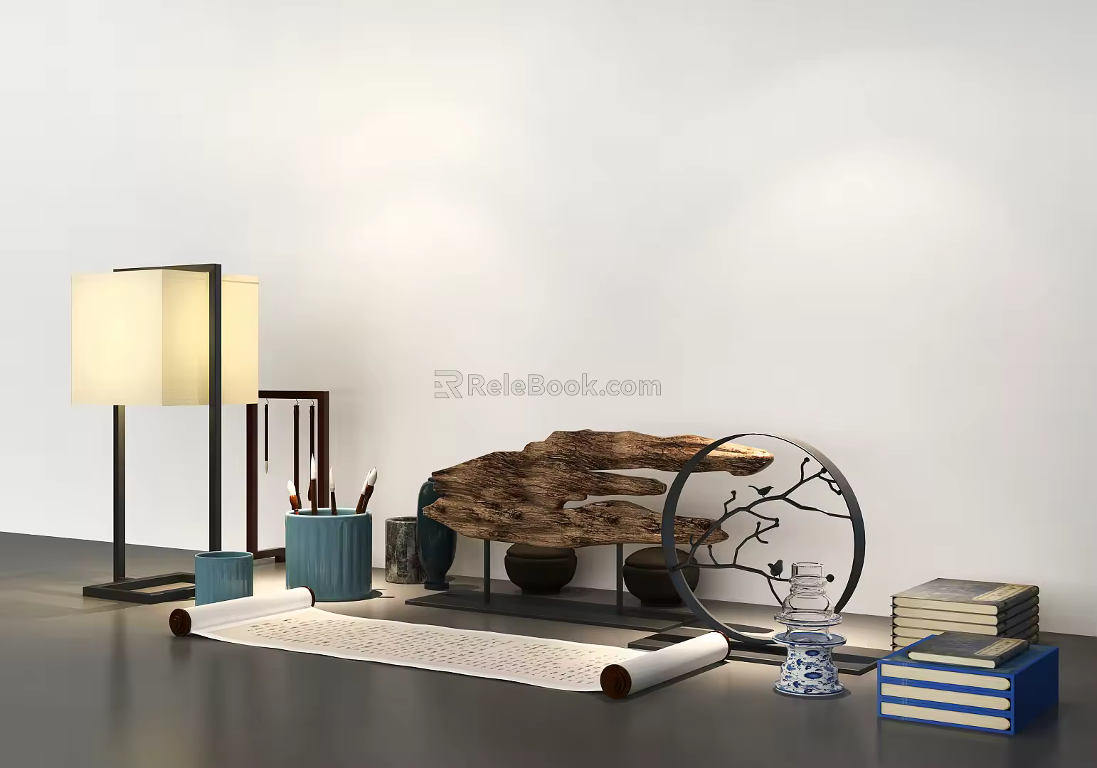 New Chinese Ornaments Root Carving Combination 3d model