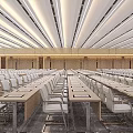 Large Modern Conference Room With Neatly Arranged White Seats And Front Screen