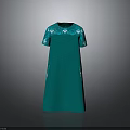 Green Short Sleeve Dress With Sequin Embellished Sleeves Soft Fabric Side Pockets Elegant Style