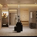 Stylish Red Brick Clothing Store With Exquisite Mannequin Window Display And Comfortable Outdoor Bench