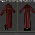 Long Black Robe Design Featuring Long Sleeves Belt And Front Back Views 3d model
