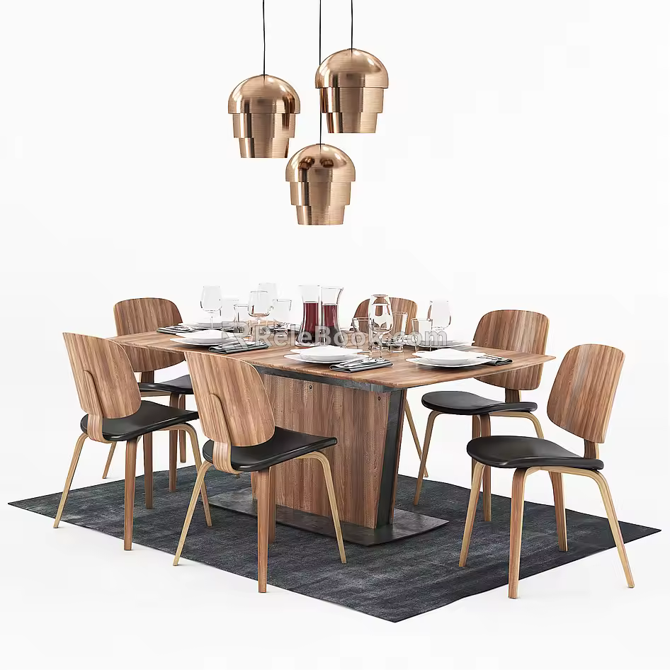Dining table and chair combination 3d model