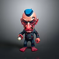 Cartoon Character With Blue Hat Red Glasses Exaggerated Expression Dark Striped Outfit Holding Flashlight