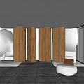 Modern Sofa And Coffee Table Set With Wooden Screens Green Trees And Sunlight