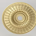 Golden Ornate Ceiling Rose With Radiant Patterns Central Hole And Decorative Edge