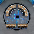 Advanced Control Room With Circular Console Large Screens And Data Displays 3d model