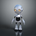 Animated Robot Game Movie Character 3D Model With Silver Body Yellow Eyes And Mechanical Design