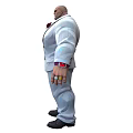 Muscular Man In White Suit With Red Flower Purple Shirt And Rings