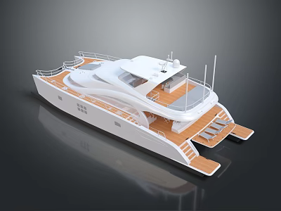 Luxury Yacht Modern Design Features With Wooden Deck And Spacious Upper Deck Area 3d model