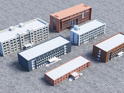 Diverse Architectural Building Models With Various Colors And Styles 3d model