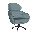 Modern Light Blue Fabric Single Sofa with Ergonomic Backrest Upholstered Design and Metal Swivel Base