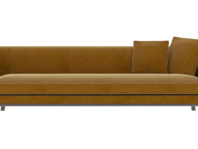 Modern Brown Velvet Sectional Sofa With Comfortable Cushions And Metal Legs 3d model