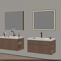 Modern Wooden Wall Mounted Bathroom Vanity With Sink Mirror And Lighted Design