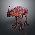 3D Fantasy Creature Character With Pink Spotted Body Horns Claws And Glowing Parts