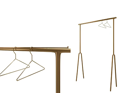 Modern Metal Clothes Hangers Featuring Floor Standing Tripod And Hanging Bar Design 3d model