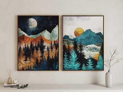 Nordic Landscape Painting Forest Mountains Art Hanging Painting model