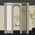 French Middle Glass Tile Partition Grille Partition 3d model