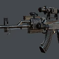 Tactical Assault Rifle With Metallic Finish Scope Magazine Handguard And Accessories