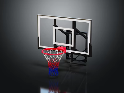 Professional Basketball Hoop Sports Equipment With Sturdy Backboard And Red Blue Net 3d model