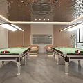 Modern Clubhouse Interior With Snooker Tables And Sofas 3d model