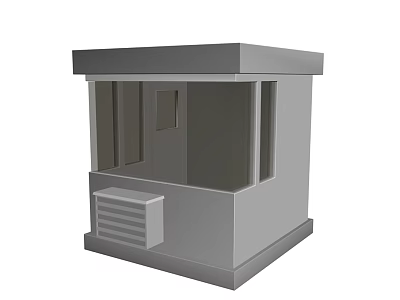 Modern Small Gray Security Booth With Windows And Vent Design 3d model