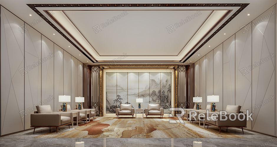 New Chinese Reception Room VIP Reception Room model