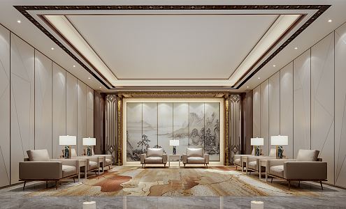 New Chinese Reception Room VIP Reception Room 3d model