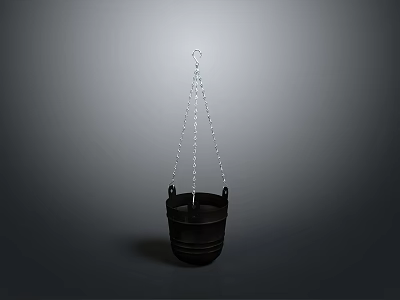 Black Hanging Bucket With Chain For Household Use And Decoration 3d model