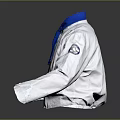Professional White Chef Jacket With Blue Neckerchief Long Sleeves And Orange Left Sleeve Patch