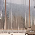 Neutral Tone Curtains With Sheer Layers For Cozy Living Room Mountain View