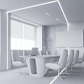 Modern Conference Room With Dark Green Walls White Table Gray Chairs And Large Screen