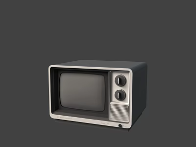 Vintage Television with Classic Design Two Knobs Gray Screen and Retro Aesthetic on Dark Background 3d model