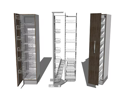 Bathroom Cabinet Rack With Open Design Multiple Shelves And Wooden Finish 3d model
