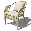 Comfortable Stylish Rattan Leisure Chair Featuring Beige Cushion And Armrest Design