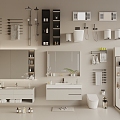 Modern Bathroom Supplies Combination Bath Cabinet Towel Rack Shower Shower Partition Toilet 3d model