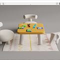 Modern Children's Table and Chair Children's Table and Chair Combination 3d model