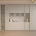 Modern Light Colored Wine Cabinet With Built in Design And Open Shelves Interior