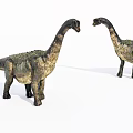 Two Reptile Dinosaur Models With Long Necks Facing Each Other And Detailed Skin