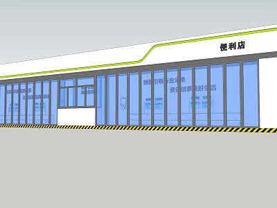 Convenience Store Retail Exterior With Glass Front And Modern Signage Design 3d model
