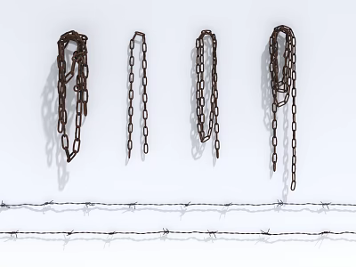 old iron chain chain chain rusty chain barbed rope barbed wire mesh barbed wire climbing wall thorn 3d model