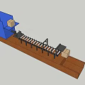 Blue Container Feeding Boxes On Mechanical Brown Conveyor Belt 3d model