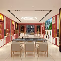Tobacco and Liquor Store Interior Featuring Red Walls Display Cabinets Wine And Cigarette Displays